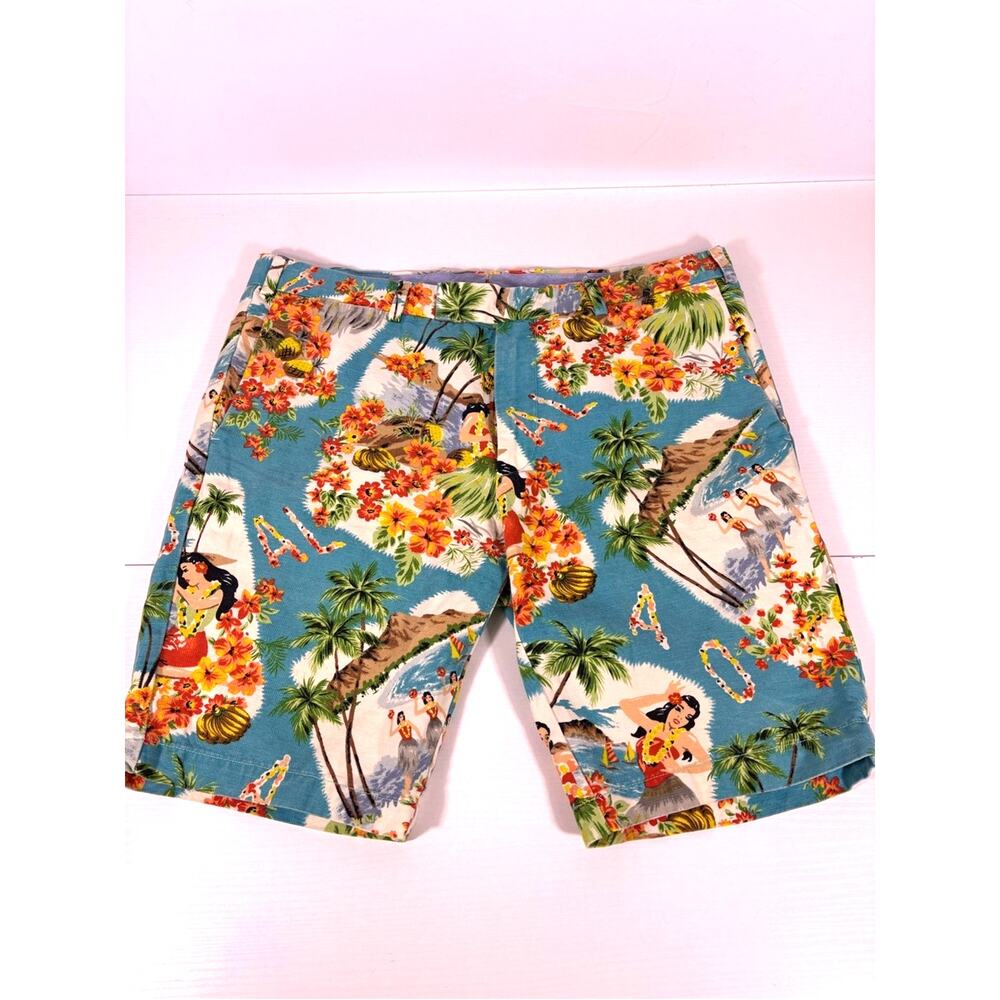 Polo Ralph Lauren Aloha Hawaiian Print Shorts Linen Blend Size 34 0286